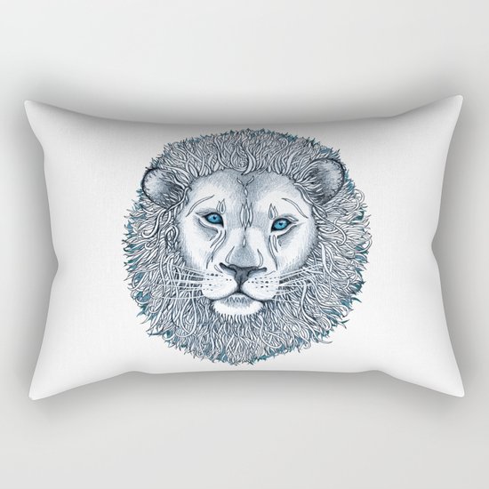 Blue Eyed Lion Rectangular Pillow