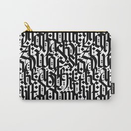 typography pattern 4 - seamless   calligraphy design - black and white Carry-All Pouch