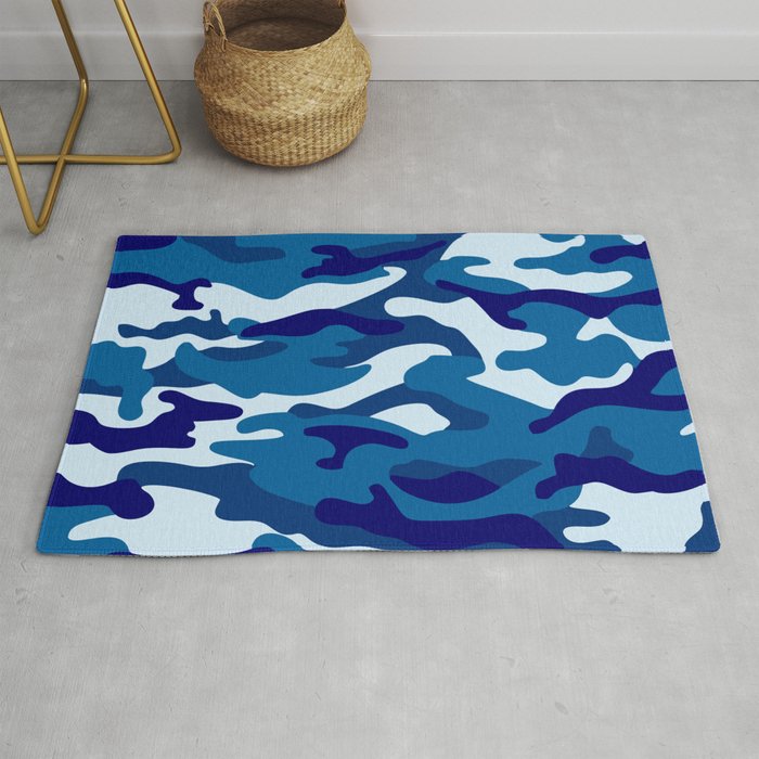 Camouflage Pattern Blue Colours Rug