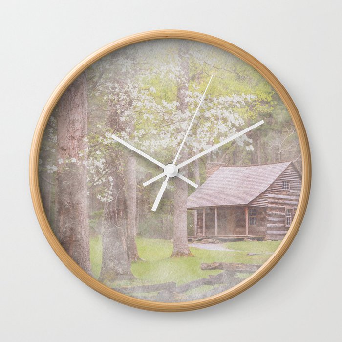 Cabin Under the Dogwoods Wall Clock
