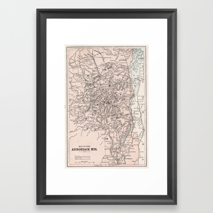 Vintage Map Of The Adirondack Mountains 1901 Framed Art Print By Bravuramedia Society6