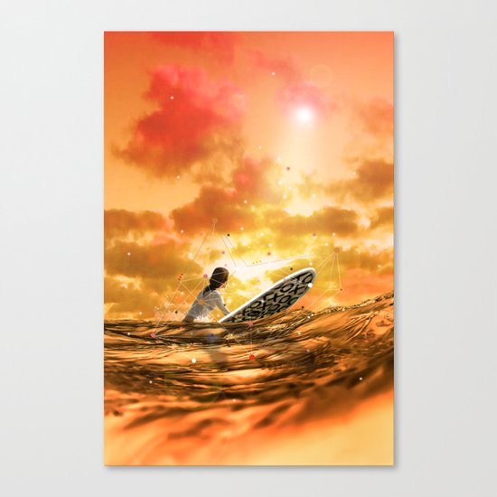 SURFING IN ORANGE CRUSH Canvas Print