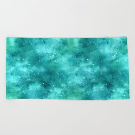 Teal Galaxy Painting Beach Towel