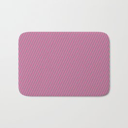 [ Thumbnail: Gray & Hot Pink Colored Stripes/Lines Pattern Bath Mat ]