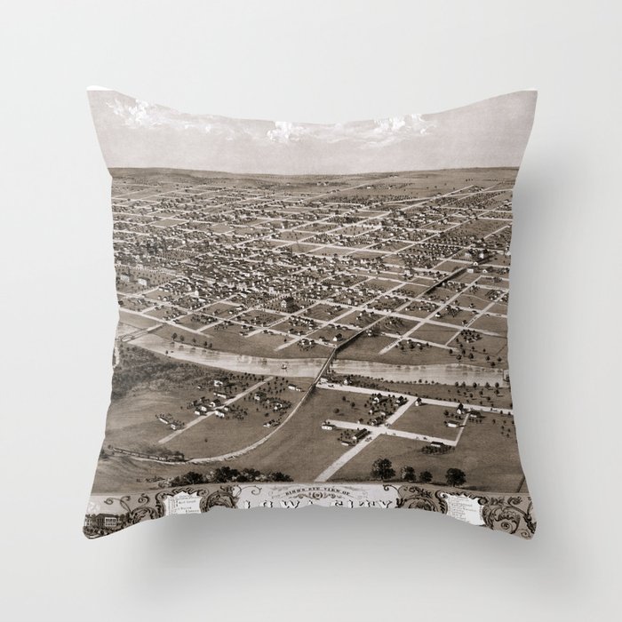 Iowa City vintage pictorial map Throw Pillow