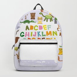 back to school. alphabet for kids from A to Z. funny cartoon animals Backpack