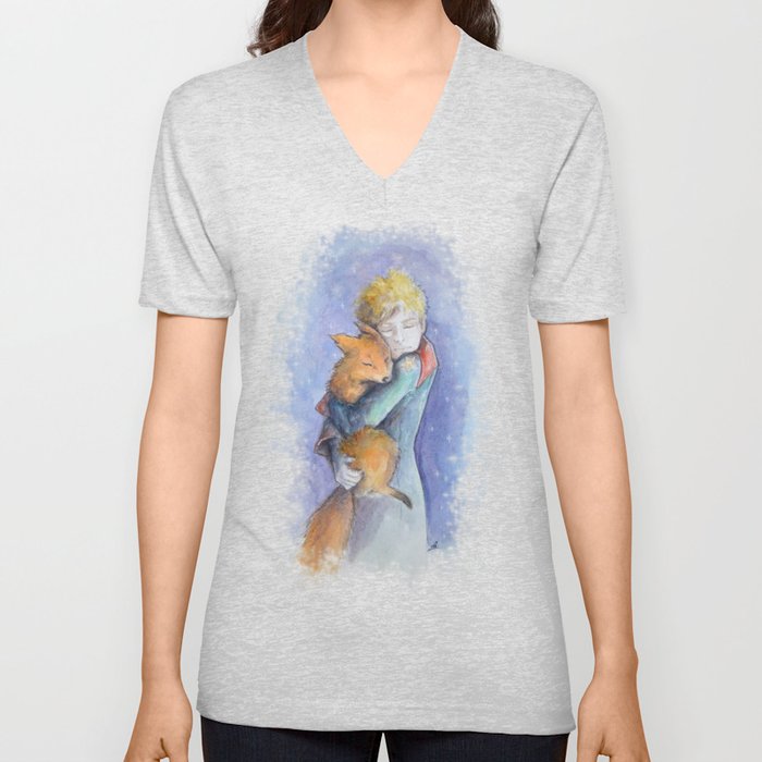 The little Prince and the fox V Neck T Shirt