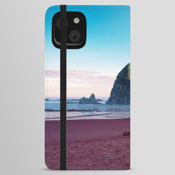Cannon Beach and Haystack Rock Sunset | Photography and Collage on the Oregon Coast iPhone Wallet Case