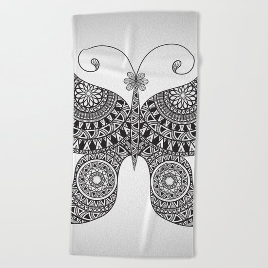 Drawn Butterfly Beach Towel