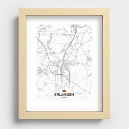 Erlangen, Germany - Light City Map Recessed Framed Print