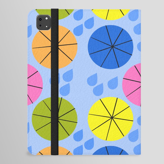 Mid-Century Modern Spring Rainy Day Colorful Blue iPad Folio Case