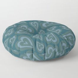 Retro Swirl Love - Navy Floor Pillow