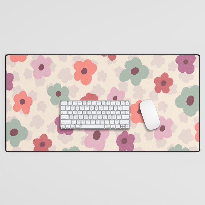 sunny flowers pink-rose-red  Desk Mat