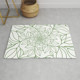 GREEN Leaves Outline Area & Throw Rug
