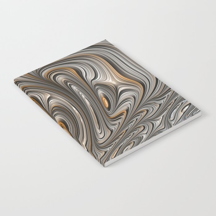 Silver Amber Fractal Digital Art Notebook