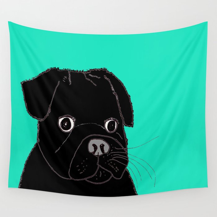 The Contemplative Pug. Wall Tapestry
