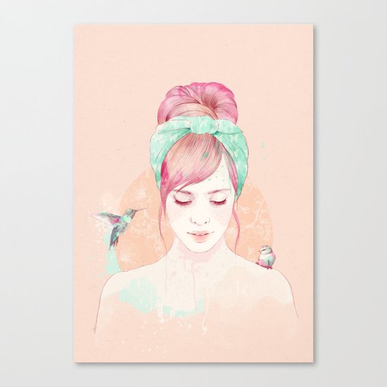 Pink hair lady Canvas Print
