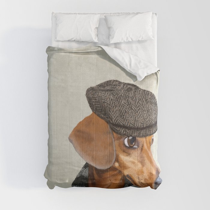 Elegant Mr. Dachshund Comforter by BiscottoCotto Society6