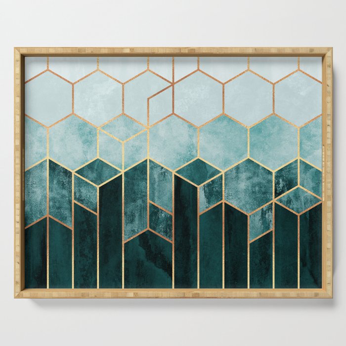 Teal Hexagons Serving Tray