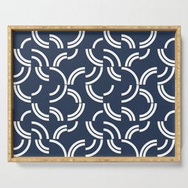 White curves on navy blue background Serving Tray