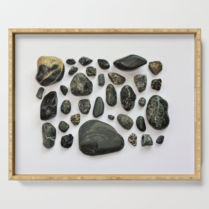 Beach Stones: The Blacks (Lapidary; Found Objects) Serving Tray