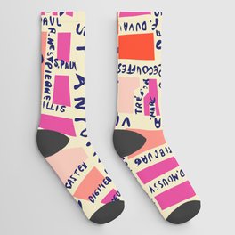 paris map pink Socks