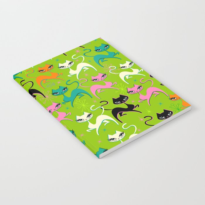 Prancing Kittens on Lime Notebook