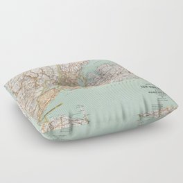 Vintage 1900 Road Map Of The New York District Floor Pillow