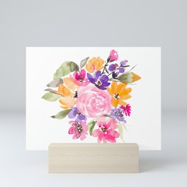 Bright bold colorful bloom floral watercolor Mini Art Print