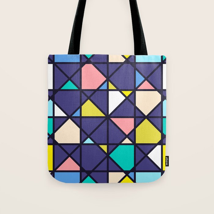 Geometric Architectural Design Kaleidoscope Colored Pattern Tote Bag by