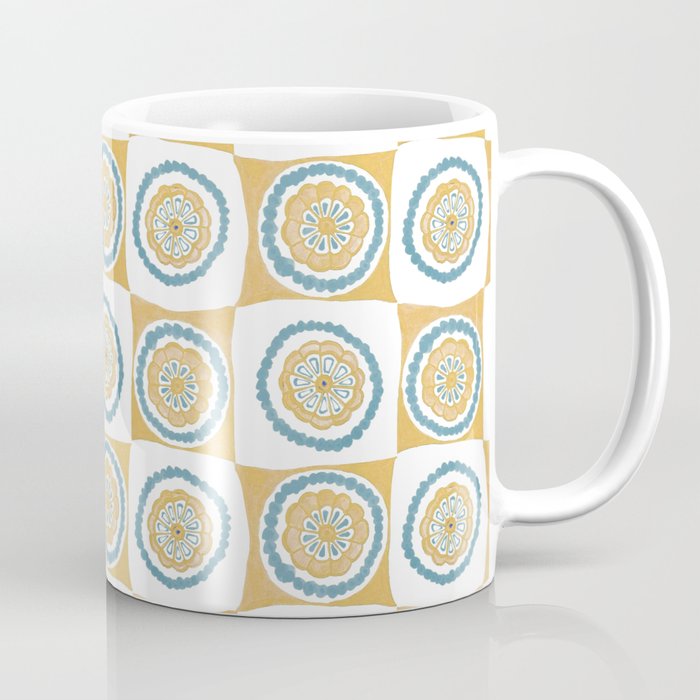 Quilted Botanical Motifs Coffee Mug