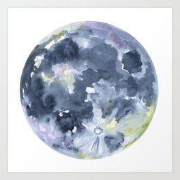 Full Moon Watercolor Art Print