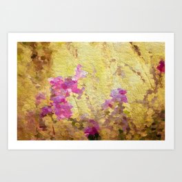 Pink Wildflowers Painted Photo Art Print