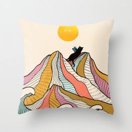 Good Morning Meow 3 - Reading Rainbow Throw Pillow