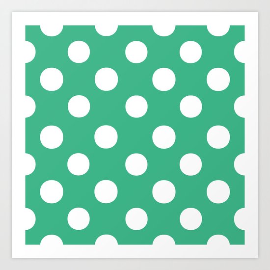 Polka Dots (White/Mint) Art Print