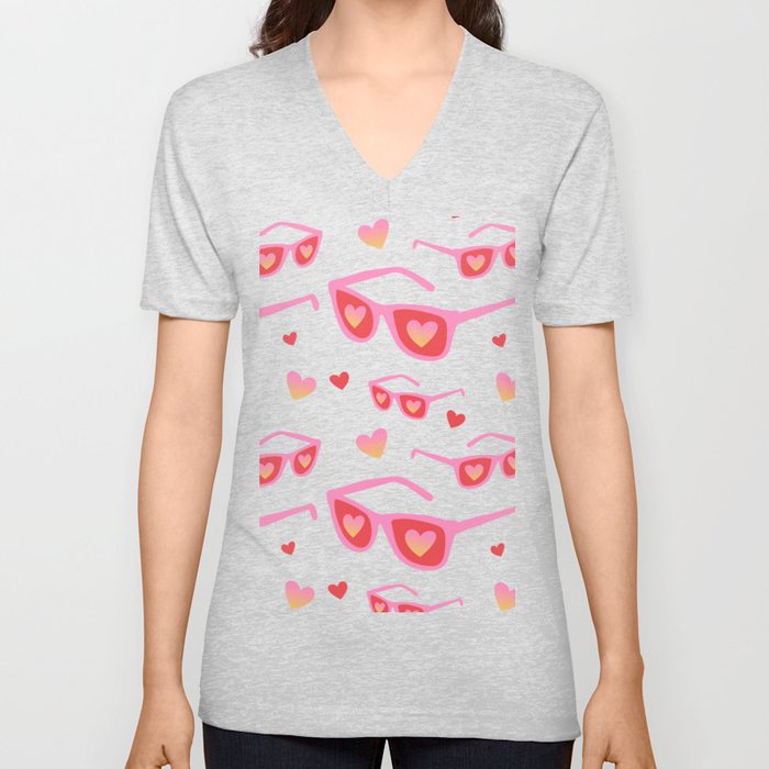 Love & Heart V Neck T Shirt