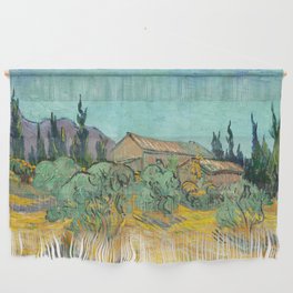 Huts Surrounded by Olive Trees and Cypresses Wall Hanging