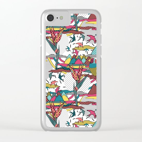 Pop art memphis 80's bird print Clear iPhone Case