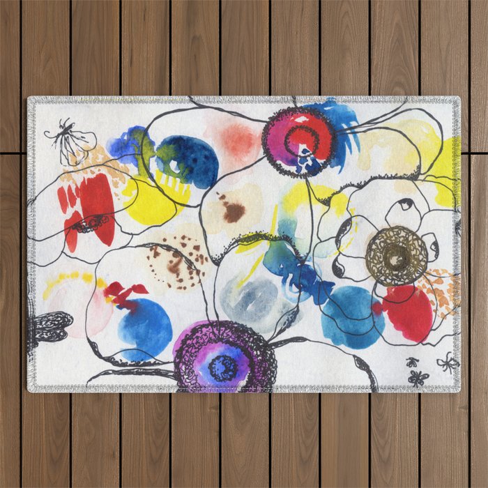 ink and art: flowers N.o 6 Outdoor Rug