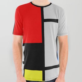 Piet Mondrian (1872-1944) - COMPOSITION WITH LARGE RED PLANE, BLACK, BLUE, YELLOW AND GRAY - 1921 - De Stijl (Neoplasticism), Geometric Abstraction - Oil on canvas - Digitally Enhanced - All Over Graphic Tee