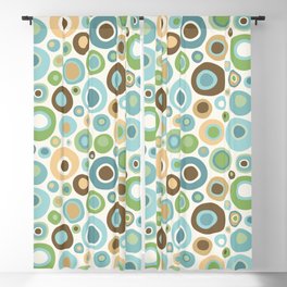 Mid Century Modern Circles // Brown, Green, Gold, Ocean Blue, Sky Blue, Turquoise, Ivory Blackout Curtain