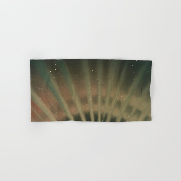 Vintage Aurora Borealis northern lights poster in earth tones Hand & Bath Towel
