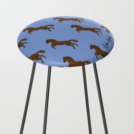 Horse rearing- Blue Background Counter Stool