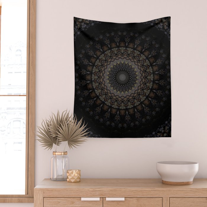 Dark Brown Digital Mandala Wall Tapestry - Unique Decor