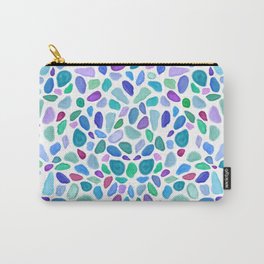 Scattered Sea Glass Pattern Carry-All Pouch | Colourful, Pattern, Pastel, Green, Rock, Shapes, Pink, Purple, Blue, Rocks 
