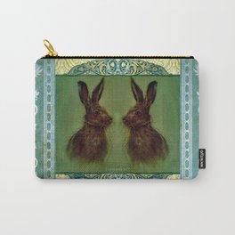 Happy Hare Vintage Carry-All Pouch | Fertility, Bunny, Easter, Vintage, Animal, Abundance, Hare, Nature, Patternframe, Drawing 