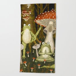 mushroom forest yoga Beach Towel