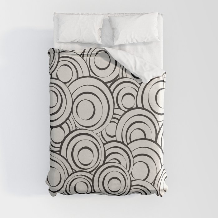 Black and Beige Circles Pattern 01 Duvet Cover