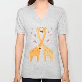 Giraffes in Love - A Valentine's Day V Neck T Shirt