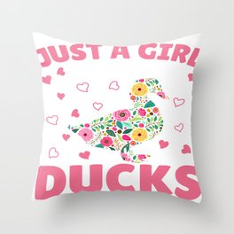 Just A Girl Who Loves Ducks Throw Pillow